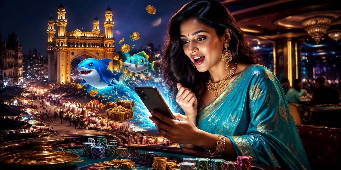 Traditional Hyderabad scene blending with casino excitement